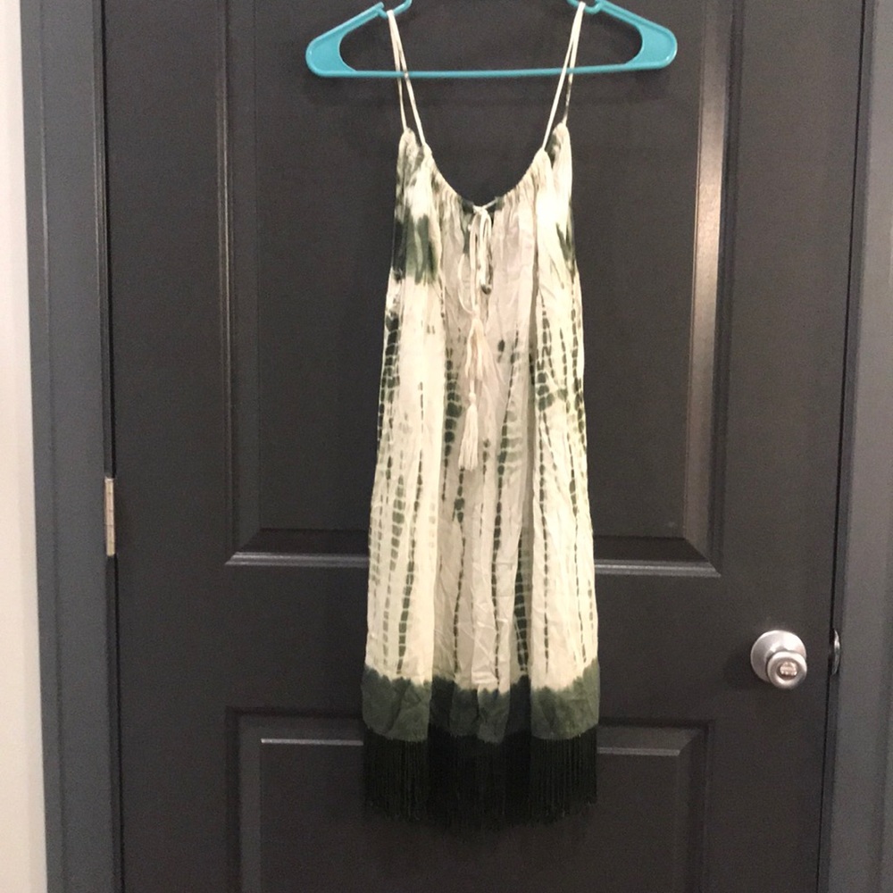 Tie dye tank dress with fringe